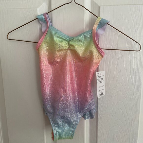 Jumping Bean Infant 18M Swimsuit Rainbow Sparkle Baby Girl One Piece - Picture 7 of 7